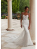 Beaded Scoop Neck Ivory Lace Tulle Sweet Wedding Dress